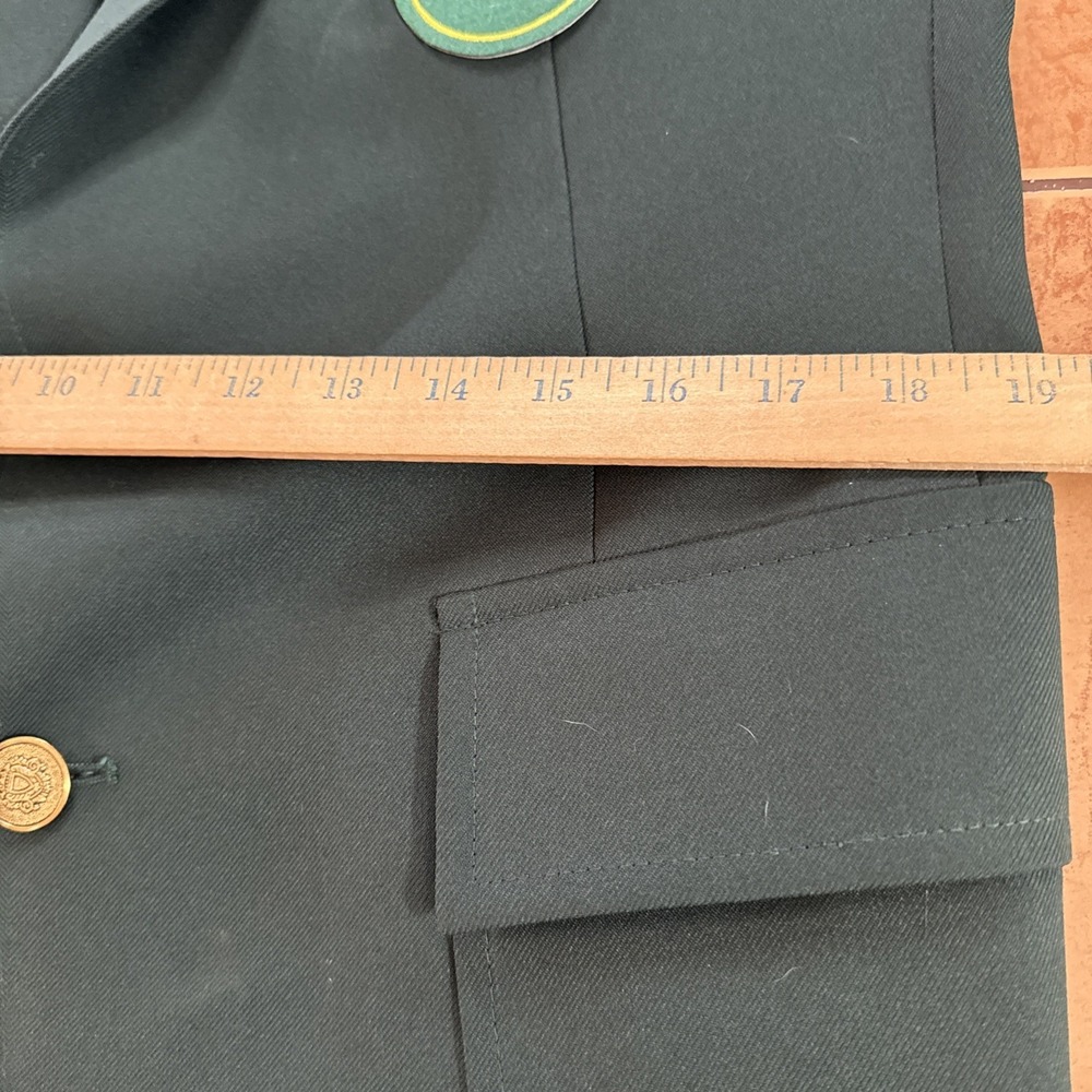 Custom Blazer Sz 38R Green Solid Masters Golf Patch Gold Buttons Sport Coat USA - Picture 9 of 10